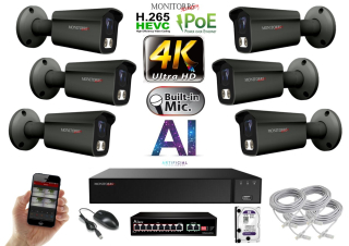 MS 4K IP 6 kamerový set so switchom 8 Mpix GTube (6379K6B) 